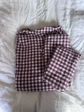 Gingham Check Purple and White Bedding Sheet Set